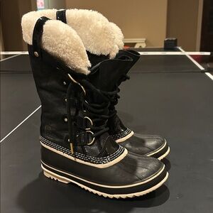 Sorel Black and White Winter Boots